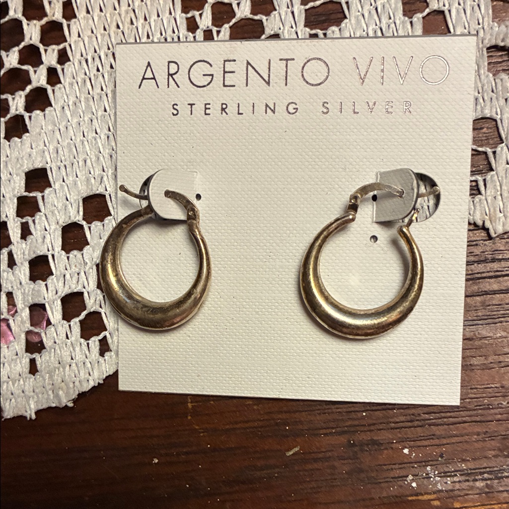 Argento Vivo Sterling Silver Hoops Brand New In The Box
